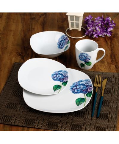 LEA PURPLE Komplet obiadowy 16cz.  kubek 370ml/miska 500ml 17/19,5/25,5cm