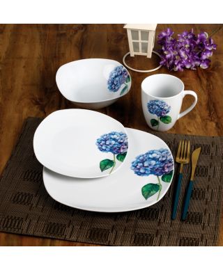 LEA PURPLE Komplet obiadowy 16cz.  kubek 370ml/miska 500ml 17/19,5/25,5cm