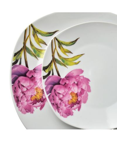 LEA PEONY Komplet obiadowy 16cz.  kubek 370ml/miska 500ml 17/19,5/25,5cm