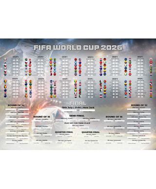 Tabela Mistrzostw Świata w Piłce Nożnej 2026 World Cup - plakat w wersji angielskiej