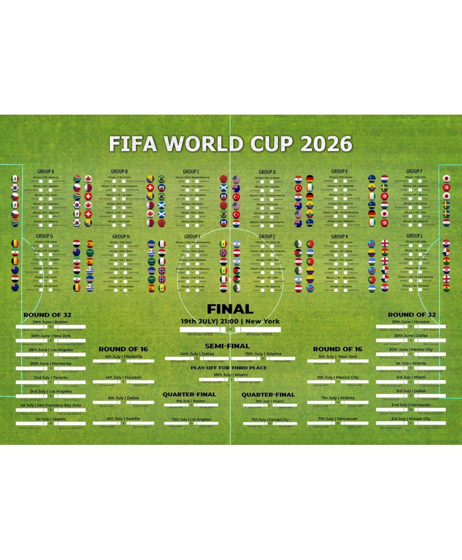 Tabela Mistrzostw Świata w Piłce Nożnej 2026 World Cup - plakat w wersji angielskiej