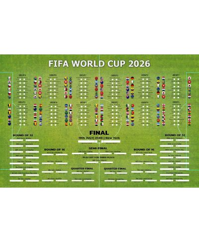 Tabela Mistrzostw Świata w Piłce Nożnej 2026 World Cup - plakat w wersji angielskiej