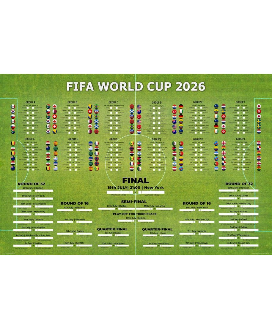 Tabela Mistrzostw Świata w Piłce Nożnej 2026 World Cup - plakat w wersji angielskiej