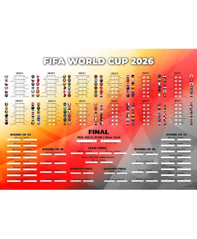 Tabela Mistrzostw Świata w Piłce Nożnej 2026 World Cup - plakat w wersji angielskiej
