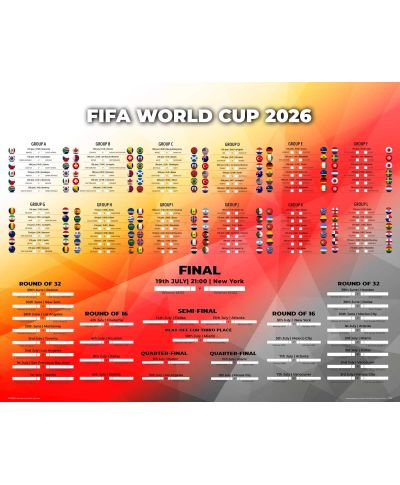 Tabela Mistrzostw Świata w Piłce Nożnej 2026 World Cup - plakat w wersji angielskiej