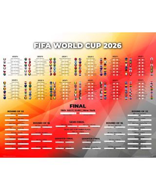 Tabela Mistrzostw Świata w Piłce Nożnej 2026 World Cup - plakat w wersji angielskiej