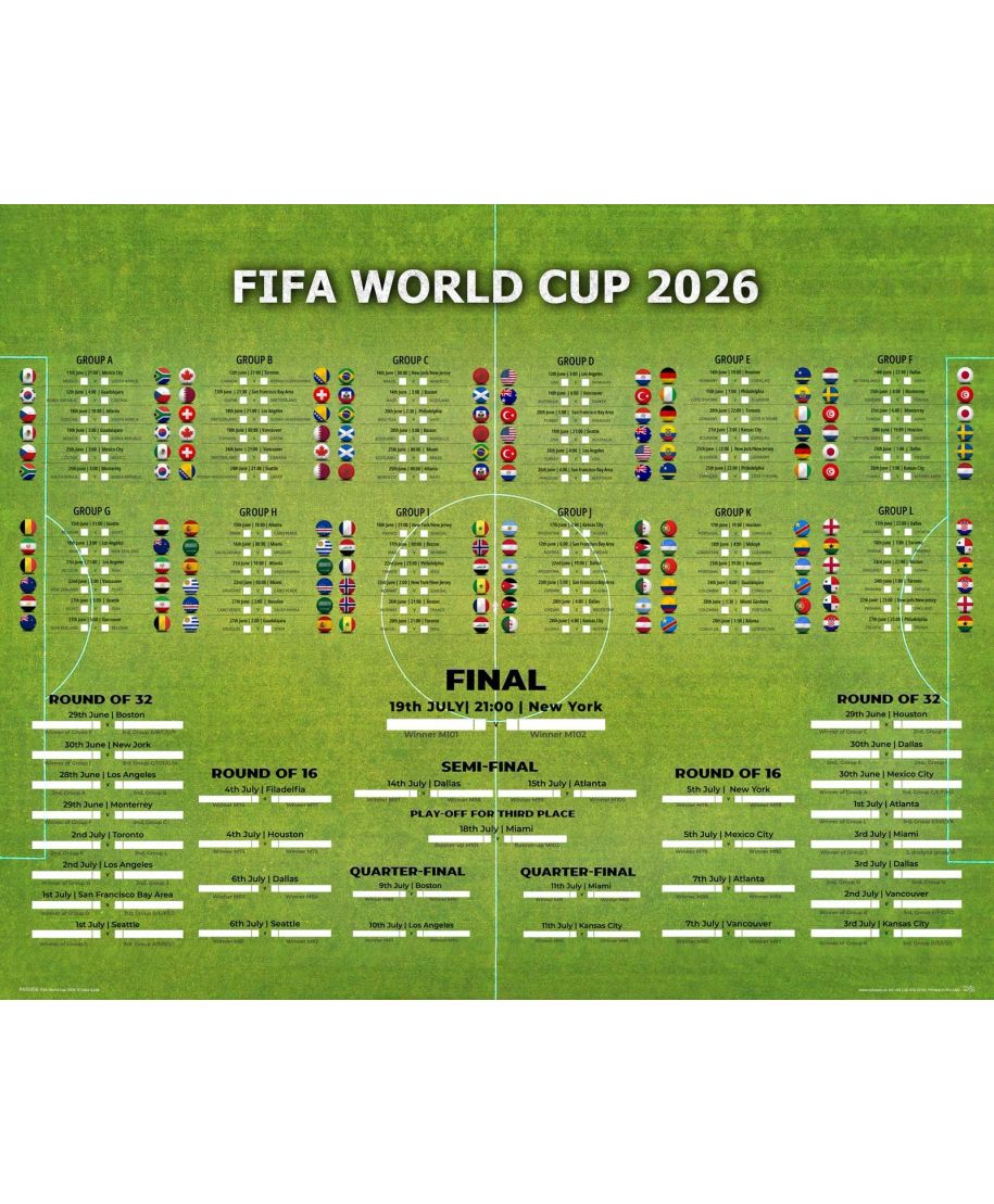 Tabela Mistrzostw Świata w Piłce Nożnej 2026 World Cup - plakat w wersji angielskiej