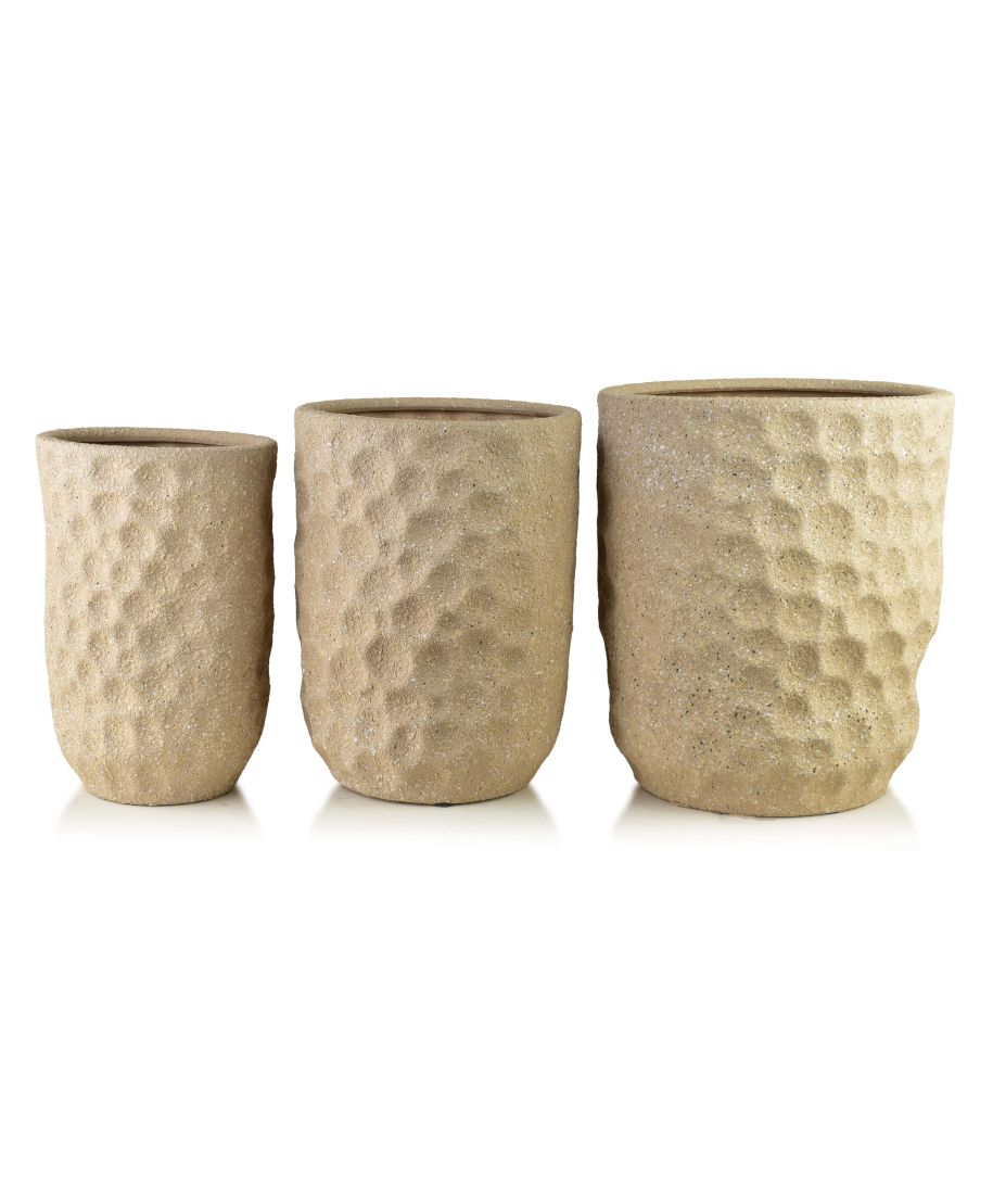 NEVA BEIGE Komplet 3 osłonek ceramicznych 39x39x46cm 31,5x31,5x42,5cm 25,5x25,5x39cm