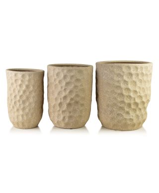 NEVA BEIGE Komplet 3 osłonek ceramicznych 39x39x46cm 31,5x31,5x42,5cm 25,5x25,5x39cm