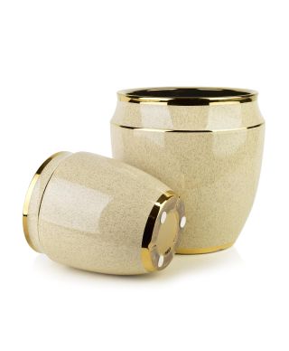 NEVA Komplet 2 osłonek ceramicznych 31x31x30,5cm 21x21x23cm beż+złoto