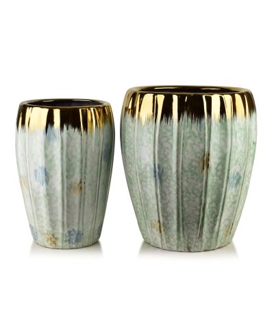 NEVA Komplet 2 osłonek ceramicznych 41x41x46cm 30x30x42,5cm pastelowy złoty