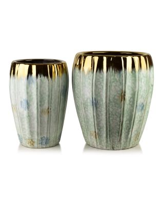 NEVA Komplet 2 osłonek ceramicznych 41x41x46cm 30x30x42,5cm pastelowy złoty