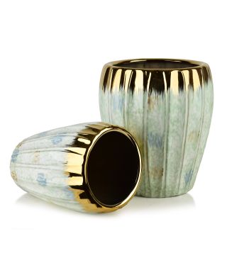 NEVA Komplet 2 osłonek ceramicznych 41x41x46cm 30x30x42,5cm pastelowy złoty