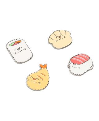 Pusheen Sushi Roll - zestaw 4 przypinek