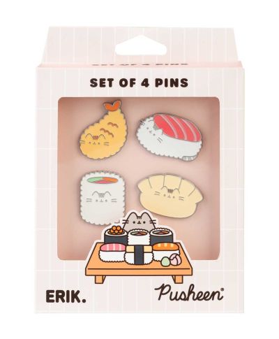 Pusheen Sushi Roll - zestaw 4 przypinek
