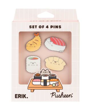 Pusheen Sushi Roll - zestaw 4 przypinek