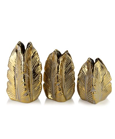 YARINE GOLD Wazon 8x23cm Liść