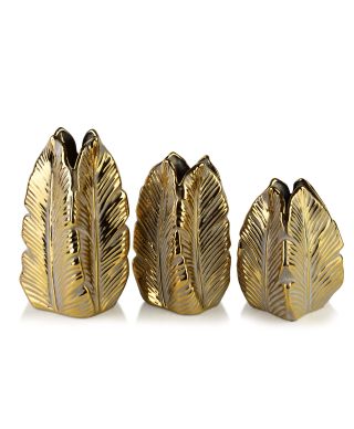 YARINE GOLD Wazon 8x23cm Liść