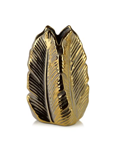YARINE GOLD Wazon 13x28cm Liść