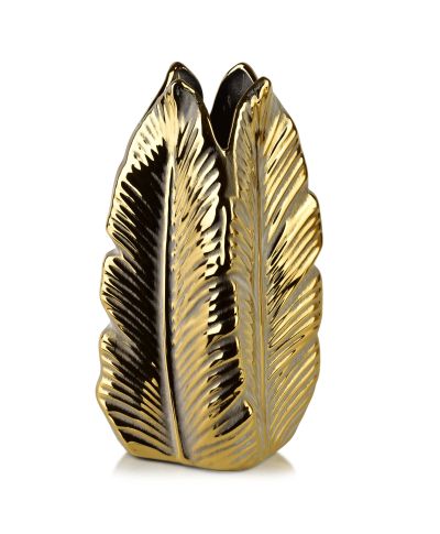YARINE GOLD Wazon 13x31cm Liść
