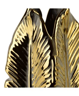YARINE GOLD Wazon 13x31cm Liść