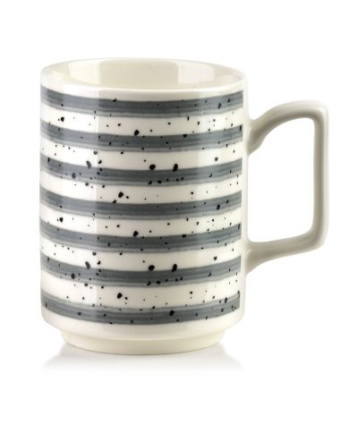 MOJRA Kubek 350ml 8x11x10cm szare paskiJOY GREY STRIPES