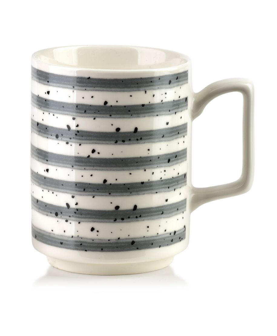 MOJRA Kubek 350ml 8x11x10cm szare paskiJOY GREY STRIPES