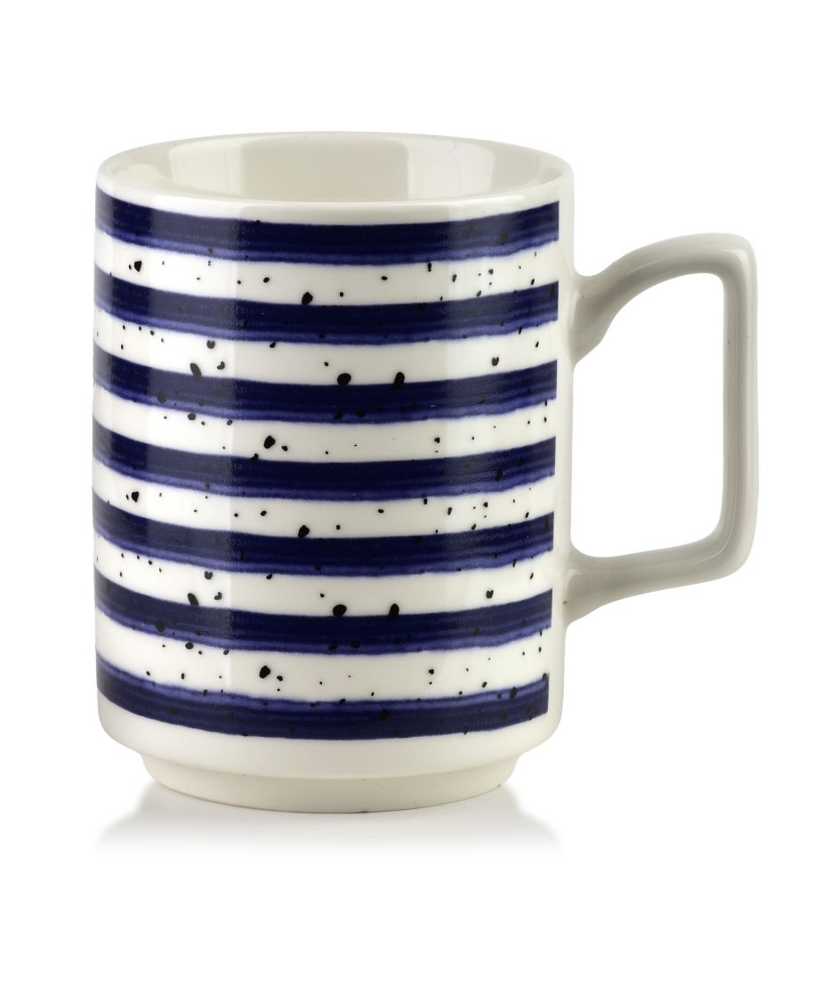 MOJRA Kubek 350ml 8x11x10cm niebeskie paski JOY BLUE STRIPES