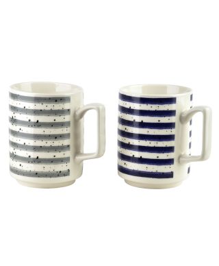 MOJRA Kubek 350ml 8x11x10cm niebeskie paski JOY BLUE STRIPES