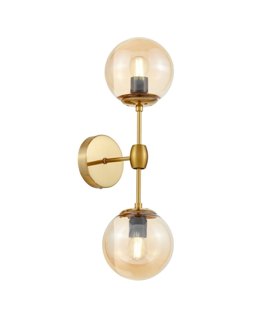LAMPA ŚCIENNA KINKIET LOFTOWY MOSIĘŻNO-BURSZTYNOWY ZODIAK W2