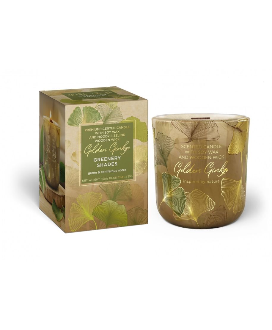 Świeca zapachowa w szkle GOLDEN GINKO150g GREENERY SHADES