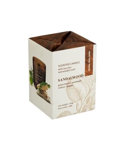 Świeca zapachowa w szkle WOOD 150g SANDALWOOD sojowa