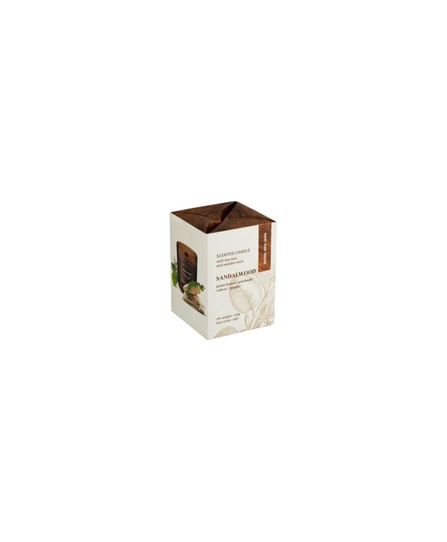 Świeca zapachowa w szkle WOOD 150g SANDALWOOD sojowa