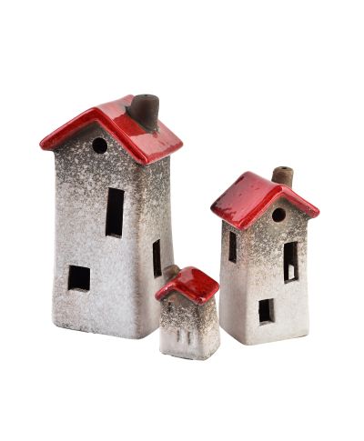 Domek ceramiczny biało-brązowy,mix 3 wzory 5,4x4,3x9,9cm