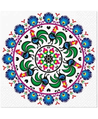 Serwetki 33x33 Folk z kogutami 20szt