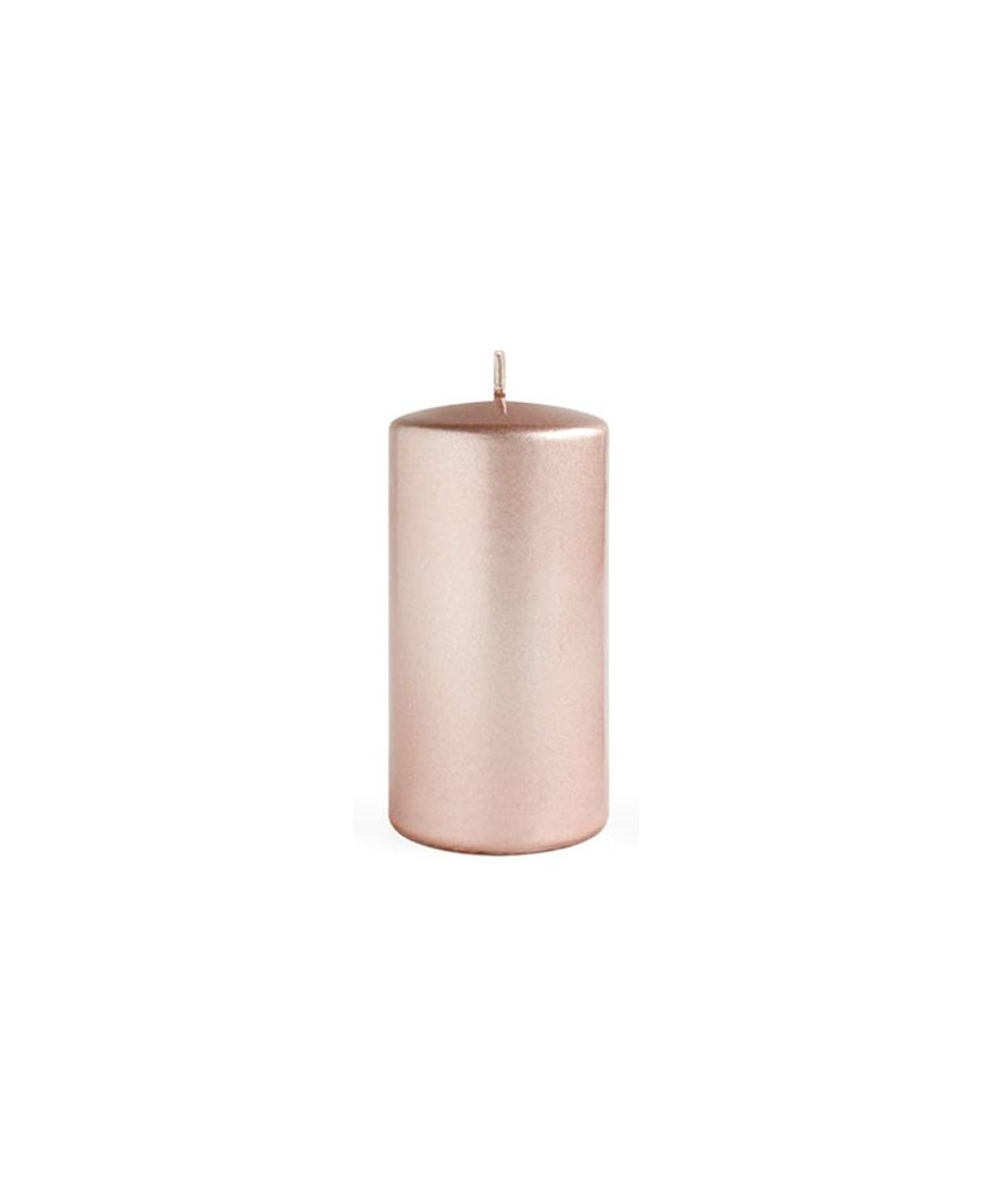Świeca OPAL MET POŁYSK Walec duży 7x7x17,5cm rose gold parafinowa