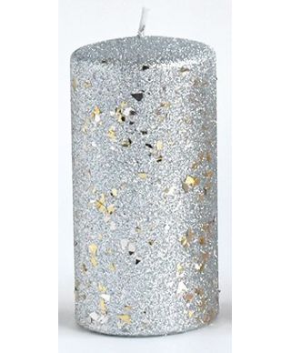 Świeca GLAMOUR NEW Walec mały 7x7x10cm parafinowa srebrna