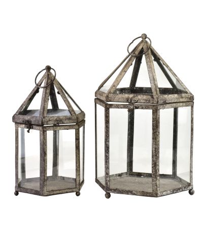 MILAGA Komplet 2 latarni 26x23xh40/19x17x33 cm