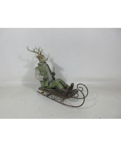SANTA LILA Figura łoś na sankach 29,5x10,5x23,5cm