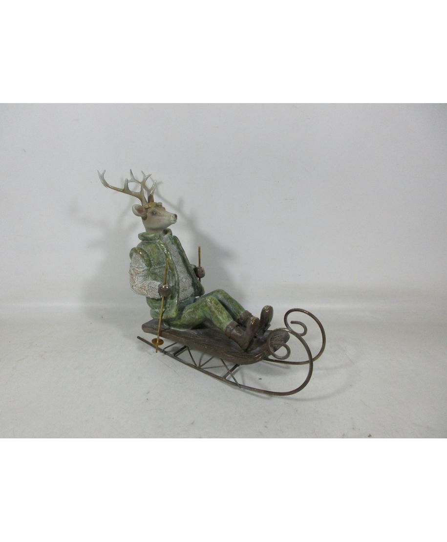 SANTA LILA Figura łoś na sankach 29,5x10,5x23,5cm