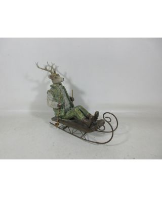 SANTA LILA Figura łoś na sankach 29,5x10,5x23,5cm