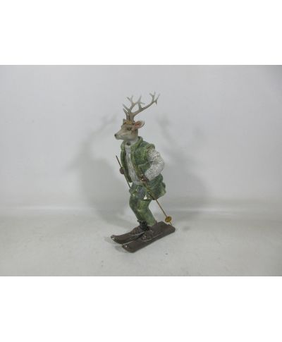 SANTA LILA Figura łoś narciarz 16x11x32,5cm