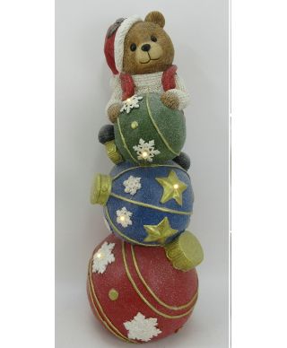 SANTA LILA Figura Miś LED 24,5x24,5x65cm