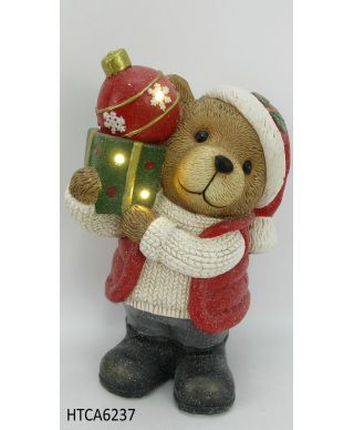 SANTA LILA Figura Miś LED 23,5x19x40cm