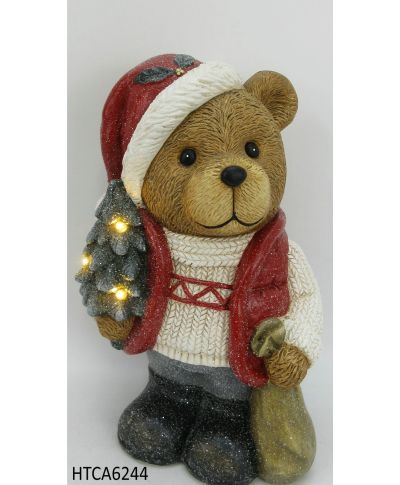 SANTA LILA Figura Miś LED 25x19x39cm
