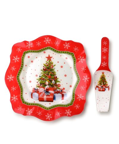 SANTA LILA Talerz z łopatką do ciasta 30,5x30,5x2,3cm