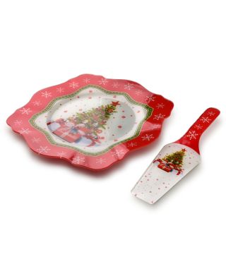 SANTA LILA Talerz z łopatką do ciasta 30,5x30,5x2,3cm