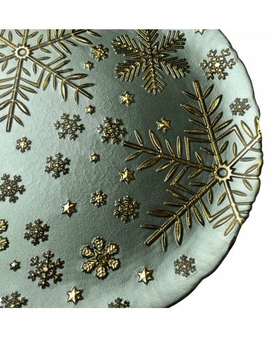 SANTA LILA Talerz 33x33x2,3cm zielony śnieżynki