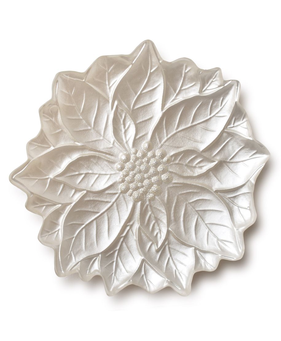 FLOWIE Talerz 31,5x31,5x3,6cm perłowy