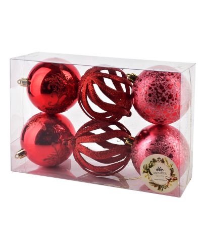SANTA LILA Komplet 6 bombek 8cm